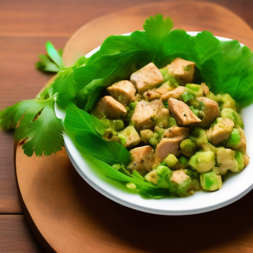 Ensalada de pollo y aguacate con aliño de cilantro