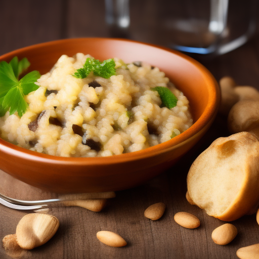 Risotto vegano de champiñones y espárragos