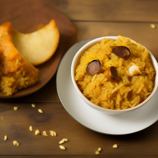 Arroz integral con champiñones y puerros al curry