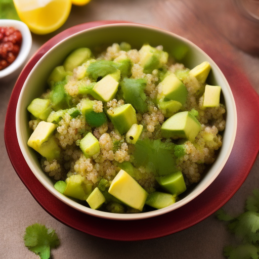 Ensalada de quinoa y aguacate con aderezo de lima y cilantro