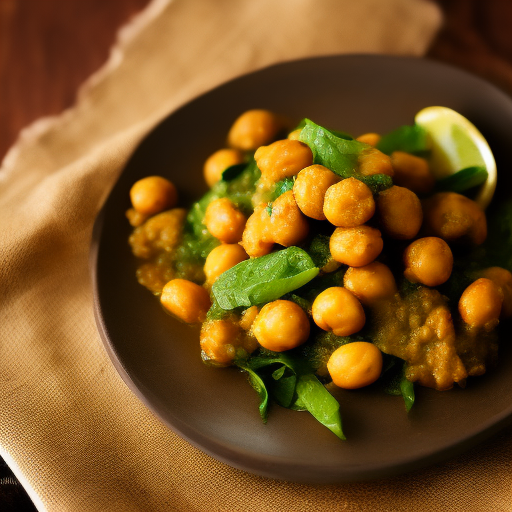 Curry vegetariano de garbanzos y espinacas