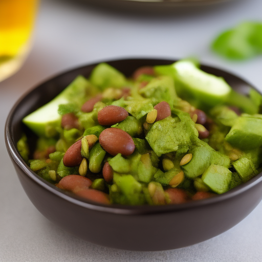 Ensalada de frijoles y aguacate con aderezo de cilantro