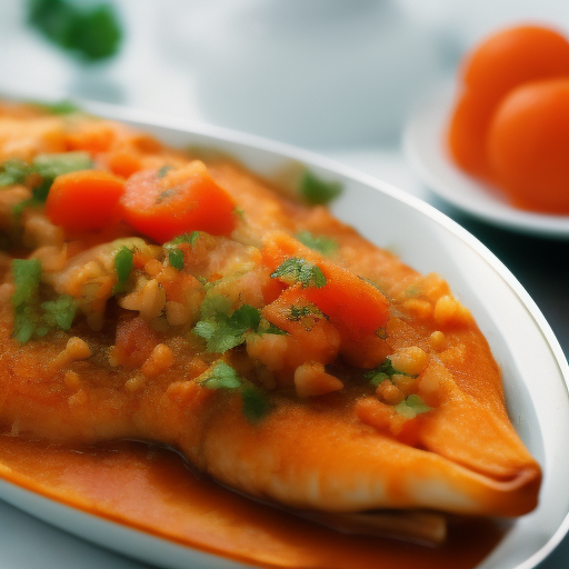 Pescado al horno con salsa de naranja y jengibre