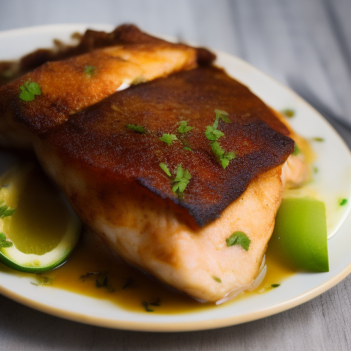 Filete de pescado al horno con salsa de limón y hierbas