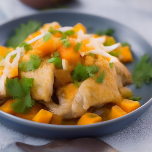 Filetes de pescado con salsa de mango y jengibre