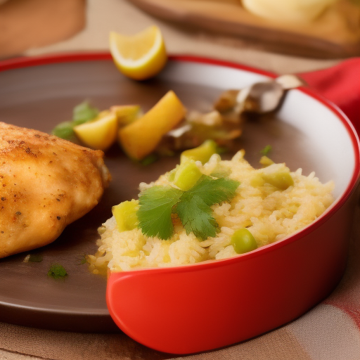 Pollo al limón y hierbas con arroz integral