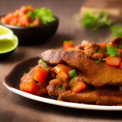 Carne asada con salsa de cebolla caramelizada