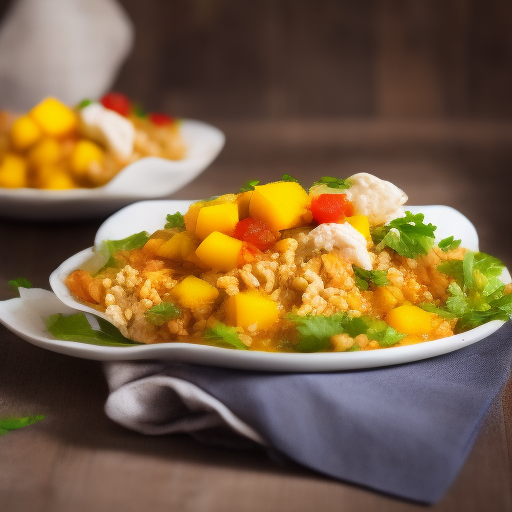 Pollo con Salsa de Mango y Arroz Integral