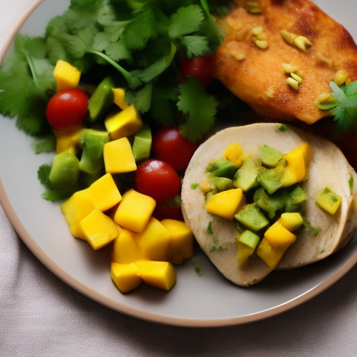 Ensalada de pollo con mango y aguacate