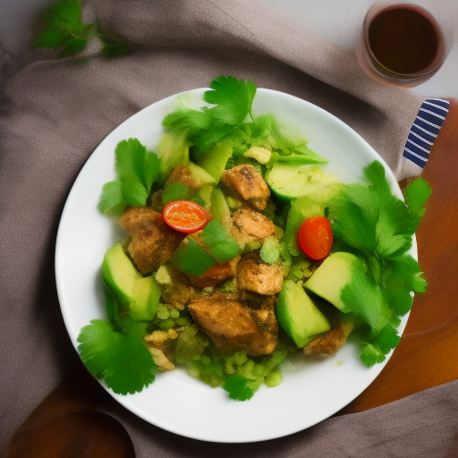 Ensalada de pollo y aguacate con aderezo de cilantro