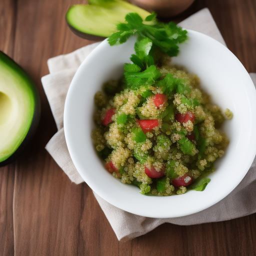 Ensalada de quinoa y aguacate con aderezo de cilantro