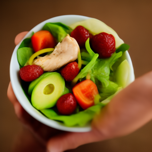 Ensalada de pollo, aguacate y fresas