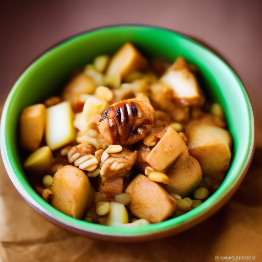 Ensalada de pollo, manzana y nueces con aderezo de miel y mostaza