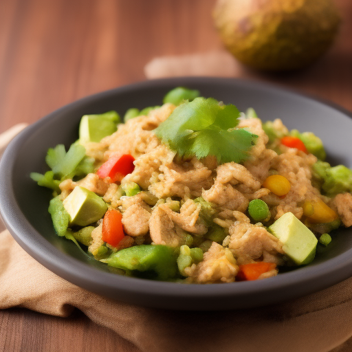 Ensalada de arroz con pollo y aguacate