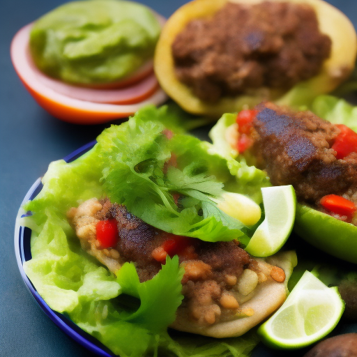 Deliciosos tacos de lechuga rellenos de pollo y verduras