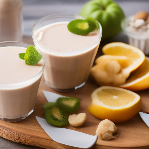 Desayuno energético con batido de frutas y yogur