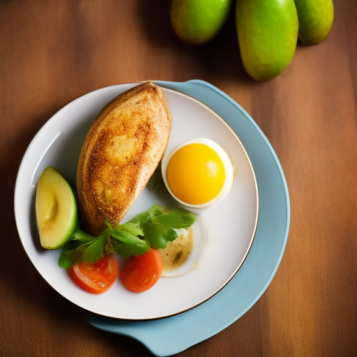 Desayuno de aguacate relleno de huevo y vegetales