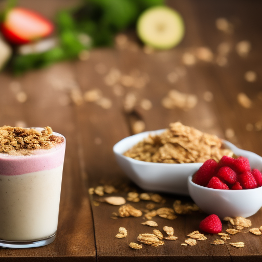 Batido de fresa y plátano con granola casera