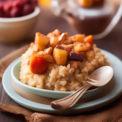 Delicioso postre de arroz con leche y frutos secos caramelizados